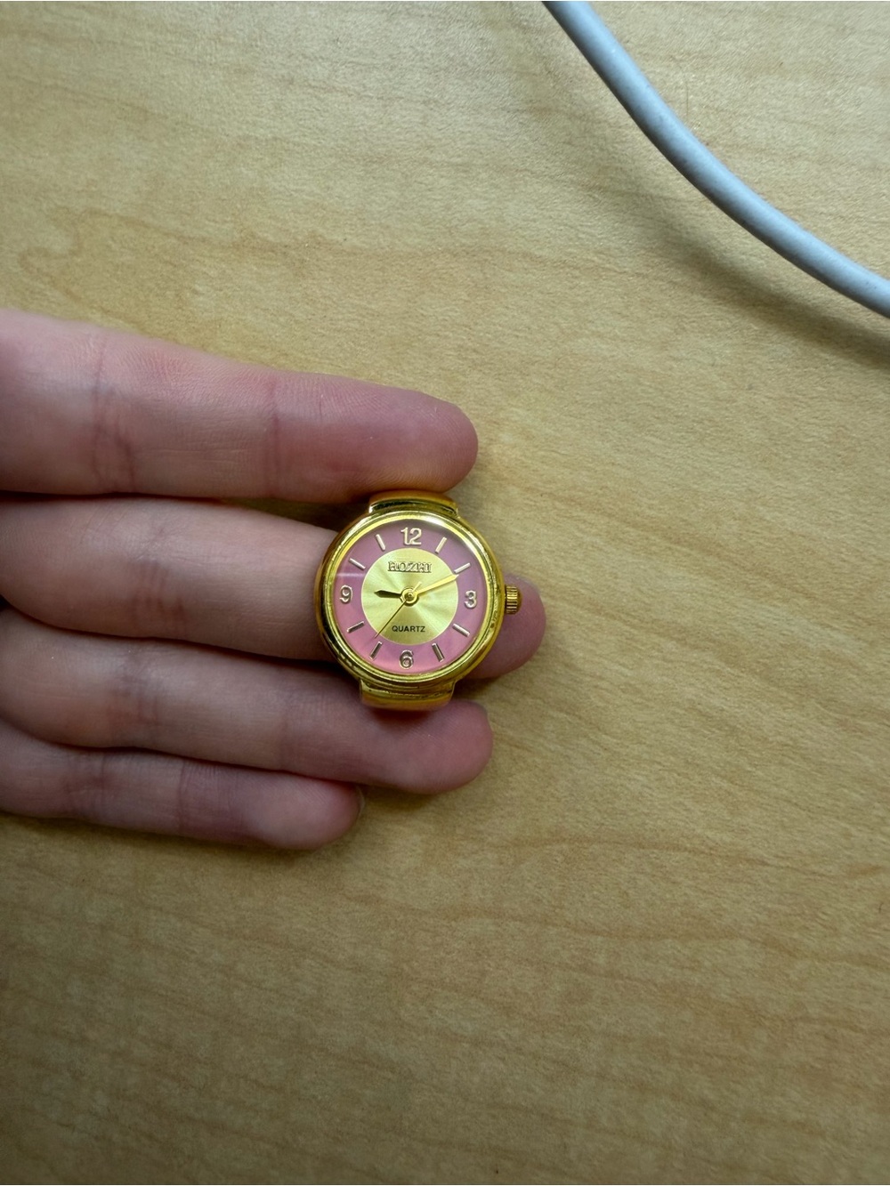 Pink and Gold Quartz Watch Face - Gold Case